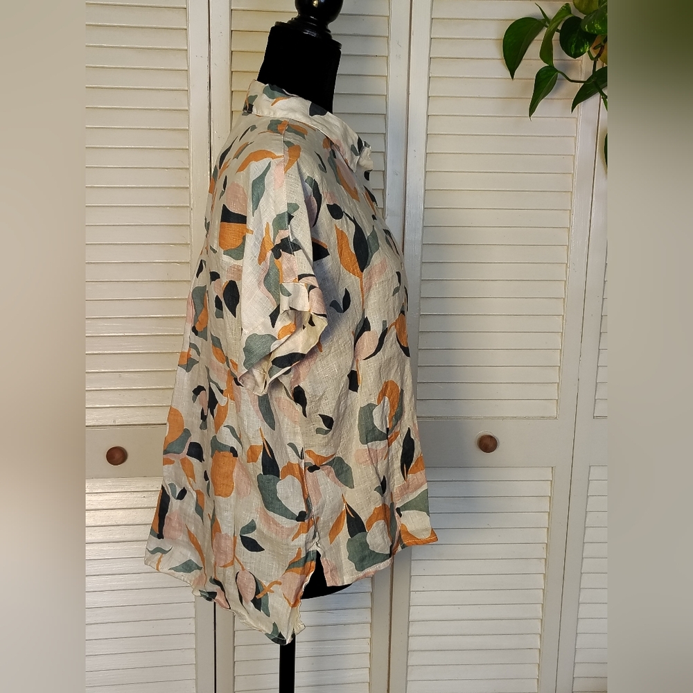 Rachel Zoe 100% Linen Floral White Print Button-Up Shirt Size S – Like New - Picture 2 of 6